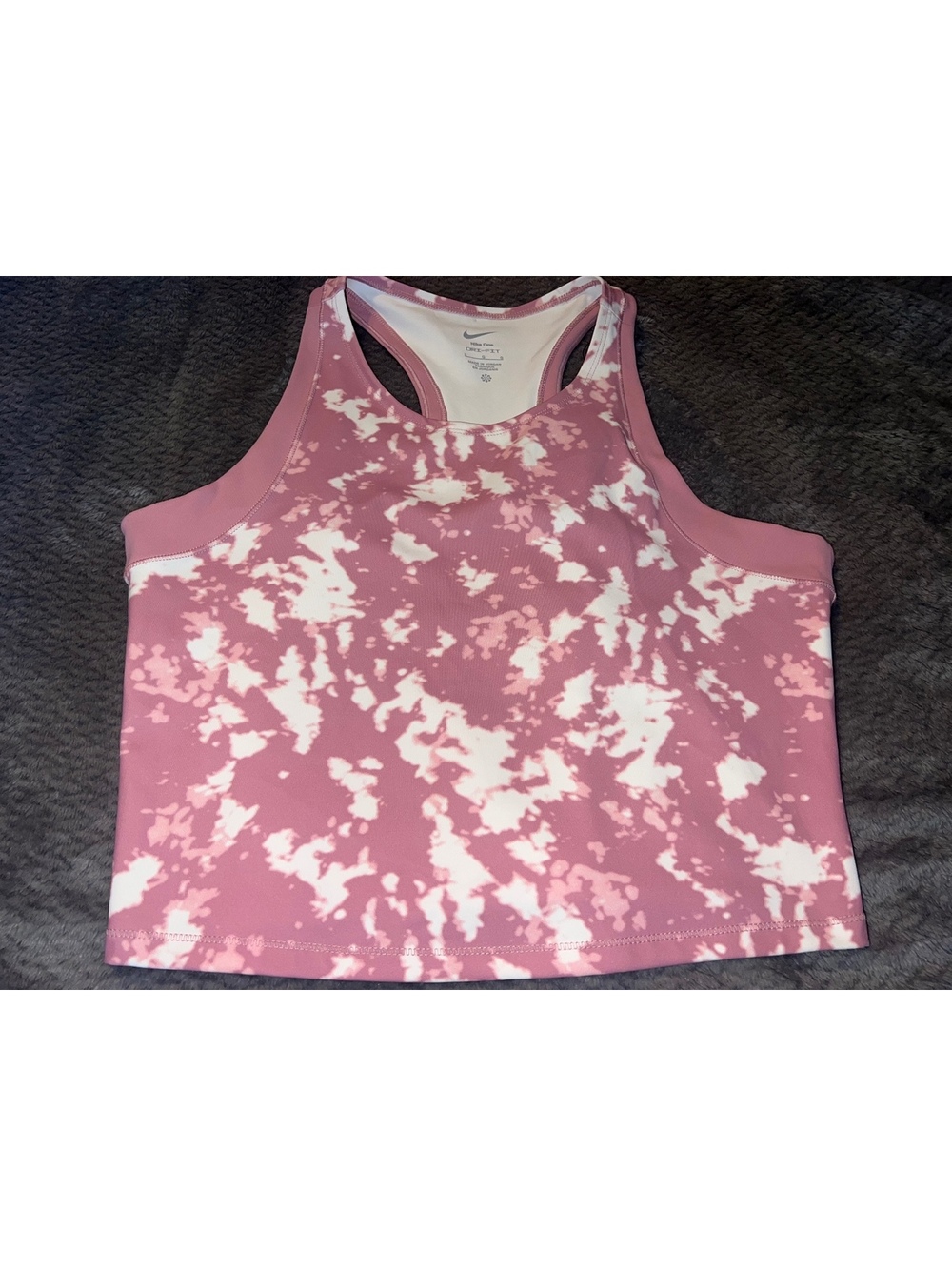Nike Women's One Fitted Dri-FIT Cropped Printed Tank Top, Large